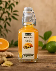 Vinaigre à la pulpe d'agrumes et de gingembre