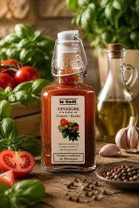 Vinaigre à la pulpe de Tomate et Basilic