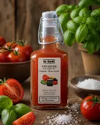 Menu autour du vinaigre à la pulpe de tomate et fleur de sel