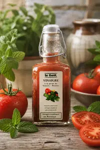 Vinaigre à la pulpe de Tomate et Menthe